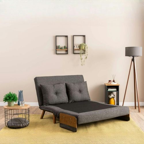 Canapé-lit D'appoint En Tissu Anthracite, 2 Places Loja