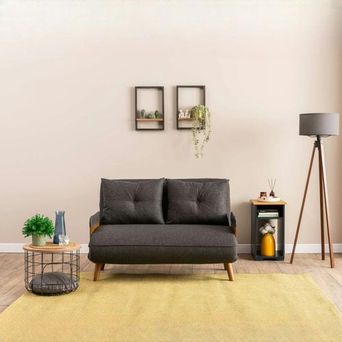 Canapé-lit D'appoint En Tissu Anthracite, 2 Places Loja