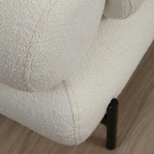 Canapé 3 Places Blanc Bouclette, Coussins Ronds Sion