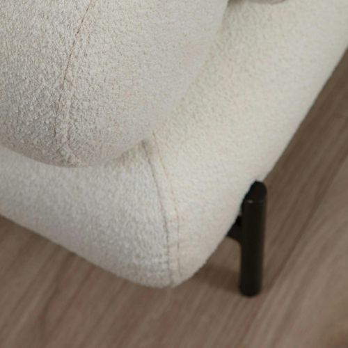 Canapé 2 Places Blanc Bouclette, Coussins Ronds Sion