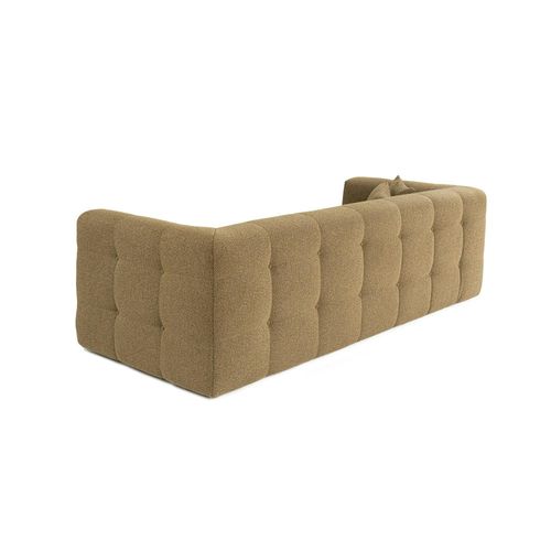 Canapé 3 Places Capitonné Kaki, Coussins Assortis Ravello