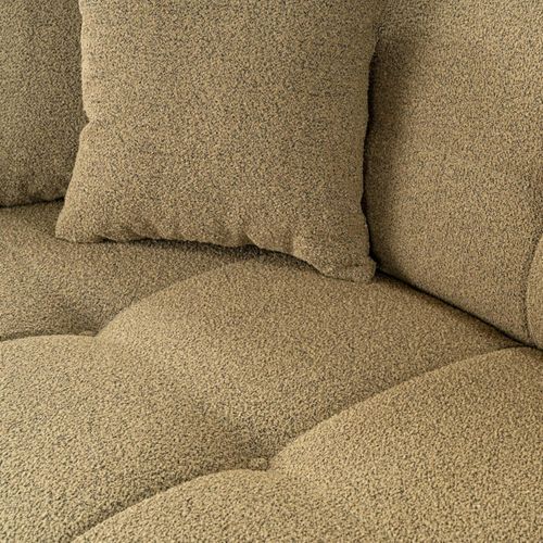Canapé 3 Places Capitonné Kaki, Coussins Assortis Ravello