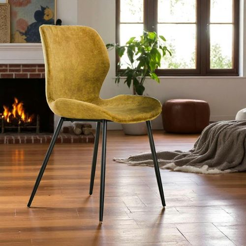 Chaise En Velours Jaune Moutarde Melbourne (lot De 2)