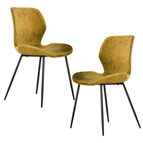 Chaise En Velours Jaune Moutarde Melbourne (lot De 2)