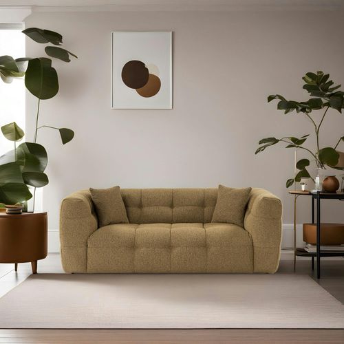 Canapé 2 Places Capitonné Kaki, Coussins Assortis Ravello