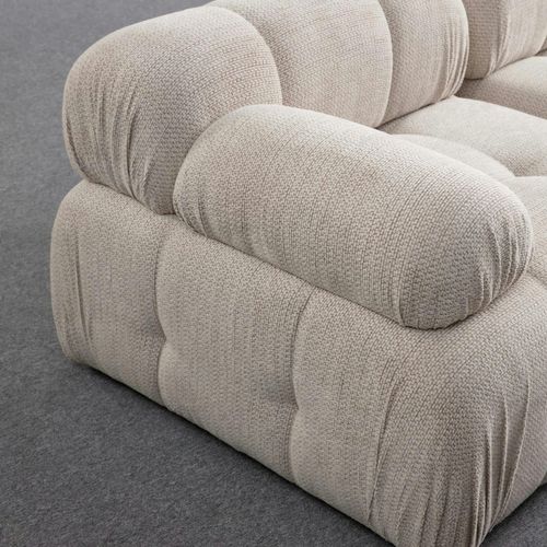 Canapé 3 Places Écru 290 Cm, Avec Repose-pieds Ica