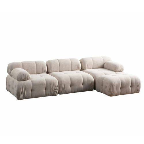 Canapé 3 Places Écru 290 Cm, Avec Repose-pieds Ica