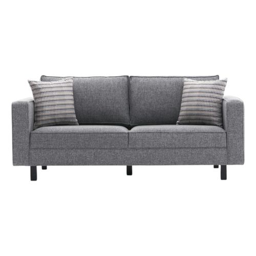 Canapé 2 Places En Lin Gris, Coussins Pied-de-poule Cortona