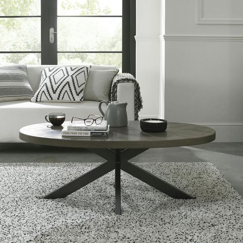 Table Basse Ovale En Marqueterie De Chêne Arlington