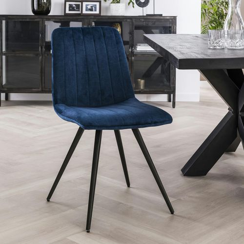 Chaise De Salle à Manger En Velours Bleu Java (lot De 2)