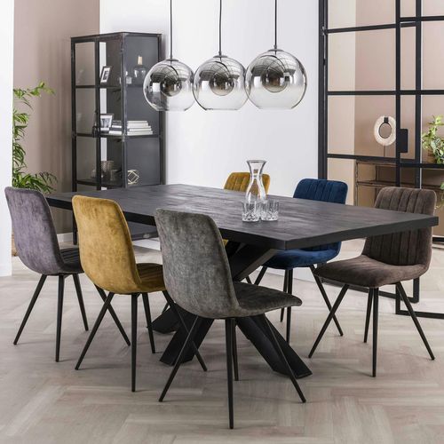 Chaise De Salle à Manger En Velours Bleu Java (lot De 2)