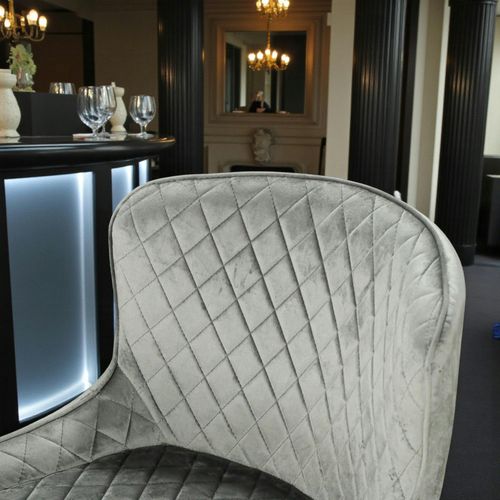 Chaise De Bar En Velours Gris (lot De 2) Arlington