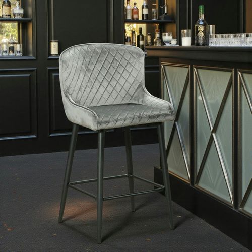 Chaise De Bar En Velours Gris (lot De 2) Arlington