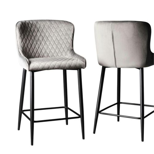 Chaise De Bar En Velours Gris (lot De 2) Arlington