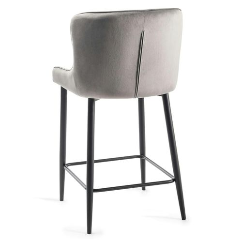 Chaise De Bar En Velours Gris (lot De 2) Arlington