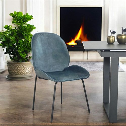 Chaise Contemporaine En Velours Bleu Glacier Florence (lot 2)