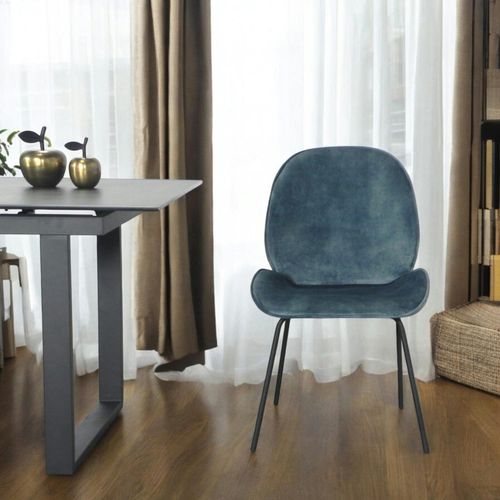Chaise Contemporaine En Velours Bleu Glacier Florence (lot 2)