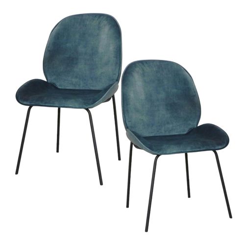 Chaise Contemporaine En Velours Bleu Glacier Florence (lot 2)