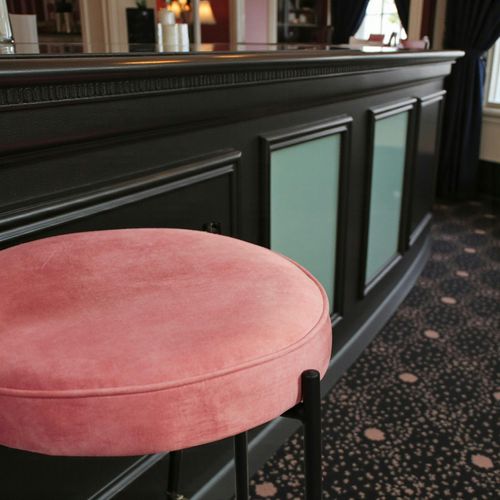 Tabouret De Bar Design En Velours Rose Pâle Florence (lot 2)