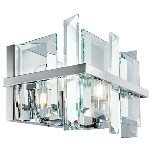 Applique Murale Moderne En Verre Forme Cube 2 Ampoules Modene