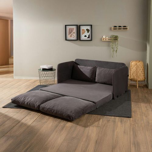 Canapé-lit En Tissu Gris, 2 Personnes 140 Cm Oruro