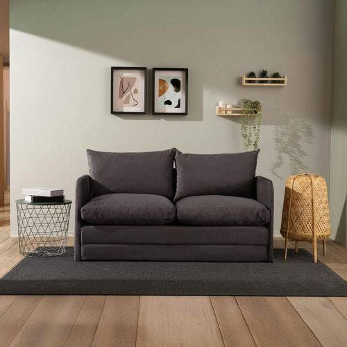 Canapé-lit En Tissu Gris, 2 Personnes 140 Cm Oruro