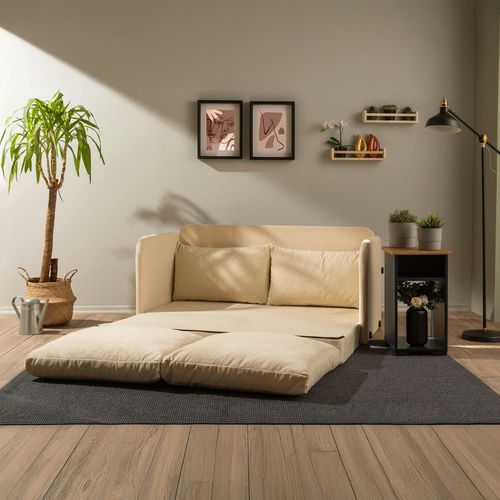Canapé-lit En Tissu Crème, 2 Personnes 140 Cm Oruro