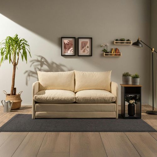 Canapé-lit En Tissu Crème, 2 Personnes 140 Cm Oruro