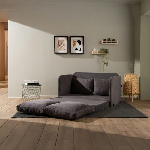 Canapé-lit D'appoint En Tissu Gris Foncé, 2 Personnes Oruro