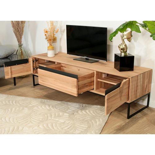 Meuble TV En Bois De Chêne Blanc Palerme