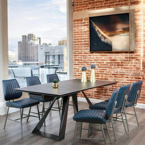 Table à Manger Extensible En Céramique Grise 180-280 Lombardie