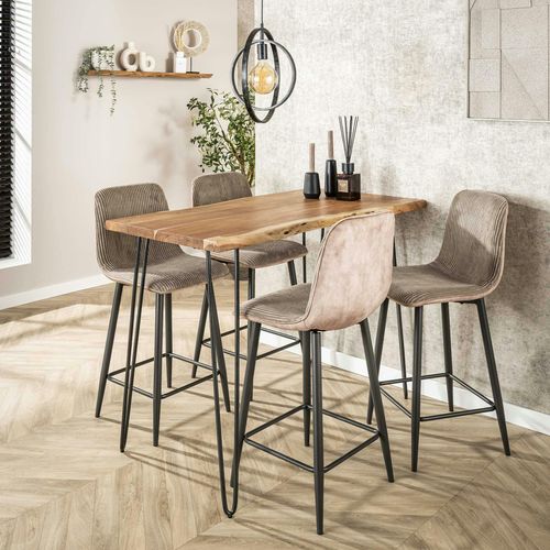 Table Haute En Bois Massif Bordure Naturelle 130 Cm Melbourne