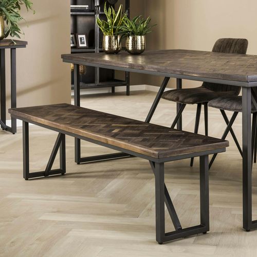 Banc De Table En Bois De Teck Brun Motif Croisé 170 Cm Ambon