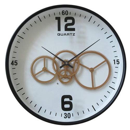 Horloge Engrenages Or Fond Blanc
