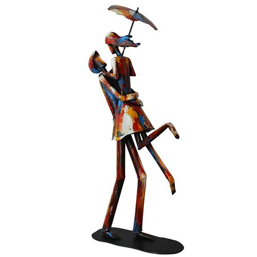 Décoration Murale En Métal Peint Couple Sous La Pluie