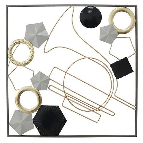 Tableau En Métal Trombone Tons Noir, Gris Et Or