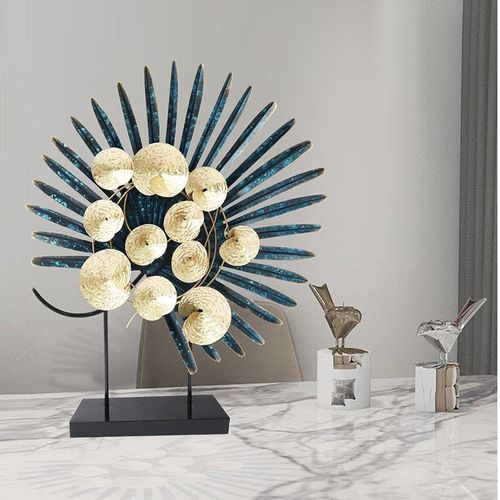Objet Déco à Poser Feuille De Palmier Ton Bleu Et Or