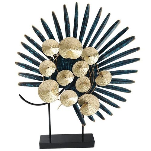 Objet Déco à Poser Feuille De Palmier Ton Bleu Et Or