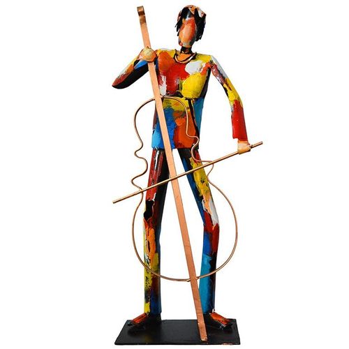 Sculpture Moderne En Métal Peint Contrebasse