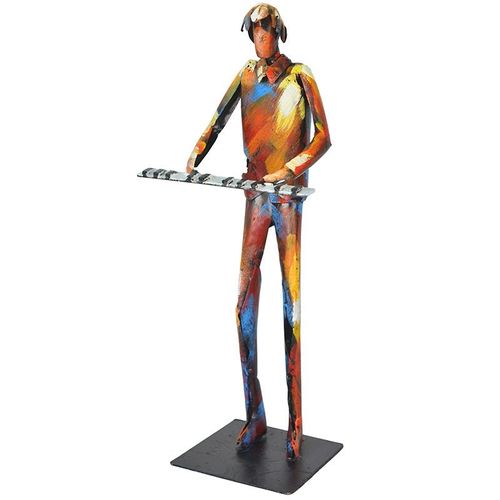 Sculpture Moderne En Métal Peint Claviériste