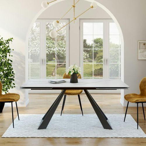 Table à Manger Extensible En Céramique Blanche 180-280 Lombardie