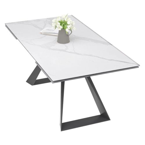 Table à Manger Extensible En Céramique Blanche 180-280 Lombardie