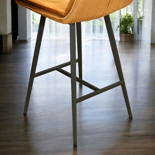 Chaise De Bar En Velours Doré à Double Coussinage (lot De 2) Oka