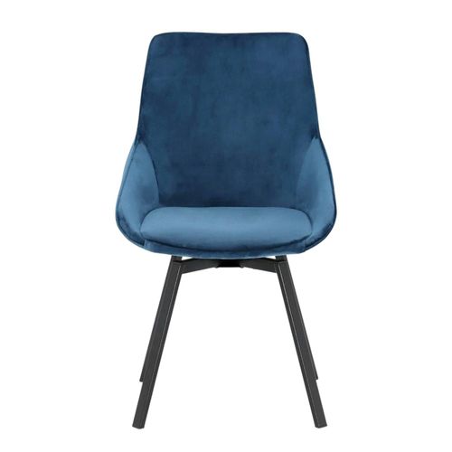 Chaise Pivotante Moderne En Velours Bleu Oka (lot De 2)