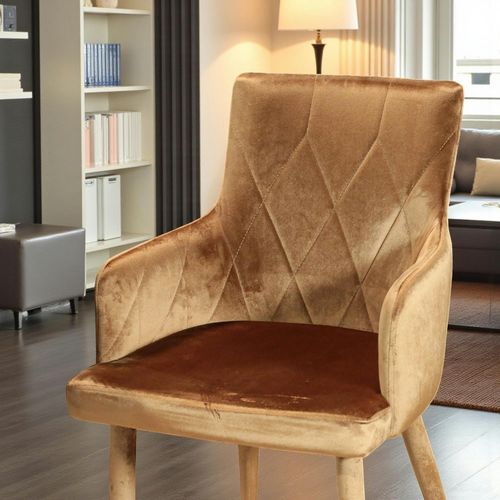Fauteuil De Table Moderne En Velours Doré (lot De 2) Hawai