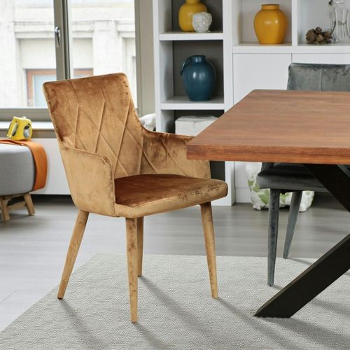 Fauteuil De Table Moderne En Velours Doré (lot De 2) Hawai