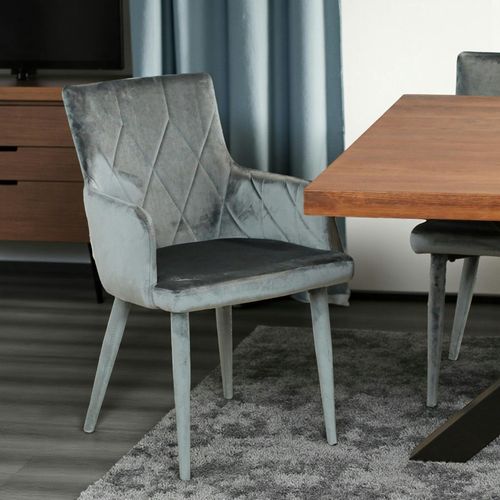 Fauteuil De Table Moderne En Velours Gris (lot De 2) Hawai