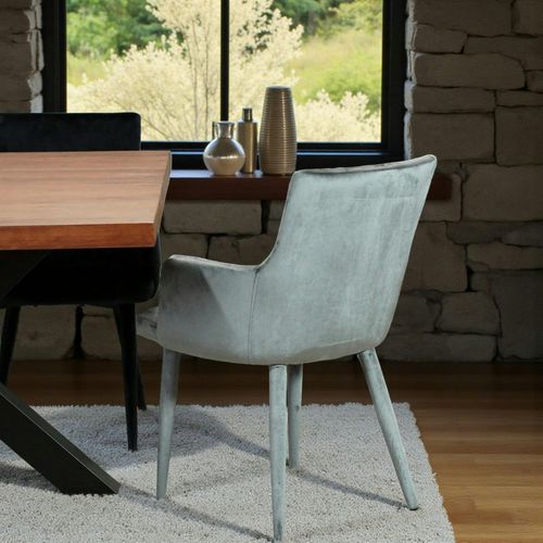 Fauteuil De Table Moderne En Velours Gris (lot De 2) Hawai