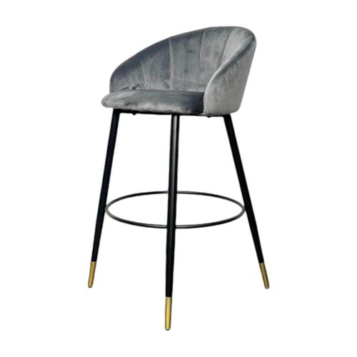 Chaise De Bar En Velours Gris Forme Coquillage (lot De 2) Hawai