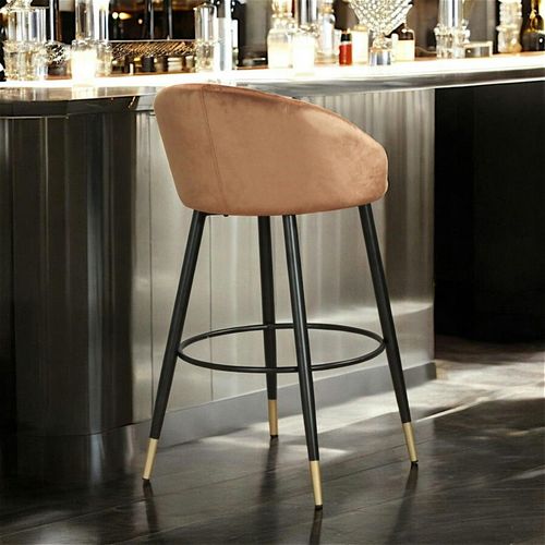 Chaise De Bar En Velours Doré Forme Coquillage (lot De 2) Hawai